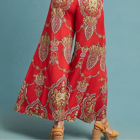 Anthropologie red Manon Flared Pants - Picture 5 of 11